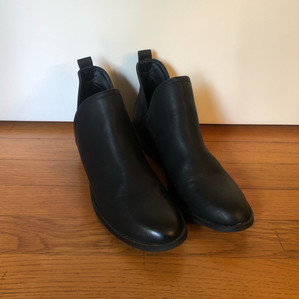 Black Faux Leather Booties